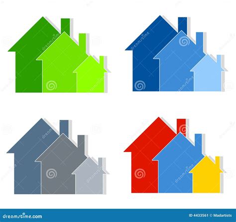 Colourful House Silhouettes Clip Art Stock Illustration | CartoonDealer ...