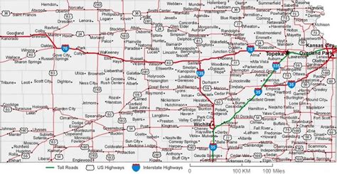 Kansas State Road Map with Census Information