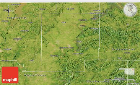 Satellite 3D Map of Mayes County