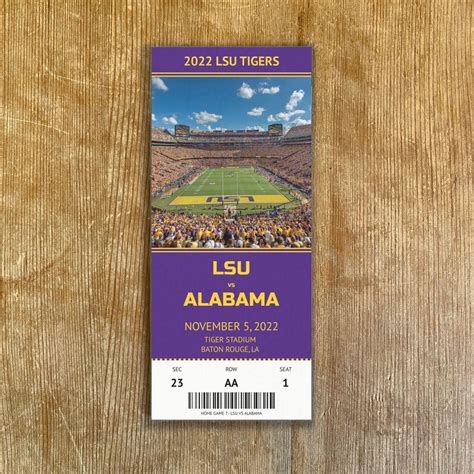 LSU TIGERS Customizable Replica Ticket Stub for Any Game 2022 - Etsy