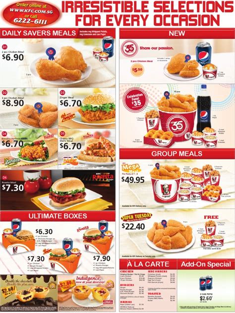 KFC Delivery Menu in SIngapore | Visa Inc. | Master Card