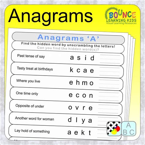 19 fun Anagrams worksheets to download