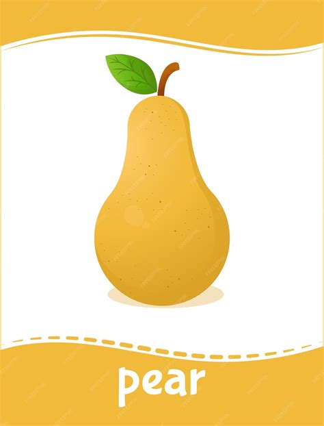 Premium Vector | Pear flashcard for learning fruit vocabulary educational card for kindergarten