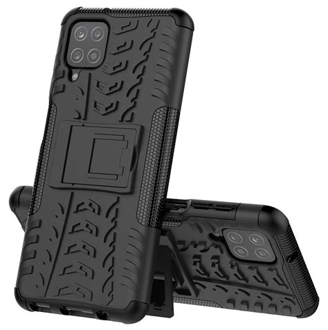 Dual Layer Rugged Tough Case for Samsung Galaxy A12 (Black)