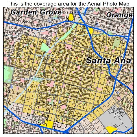 Aerial Photography Map of Santa Ana, CA California