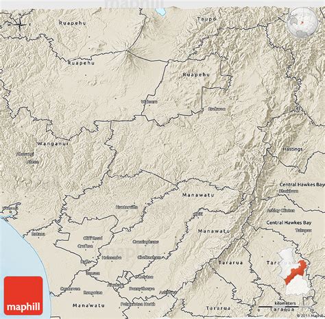 Shaded Relief 3D Map of Rangitikei