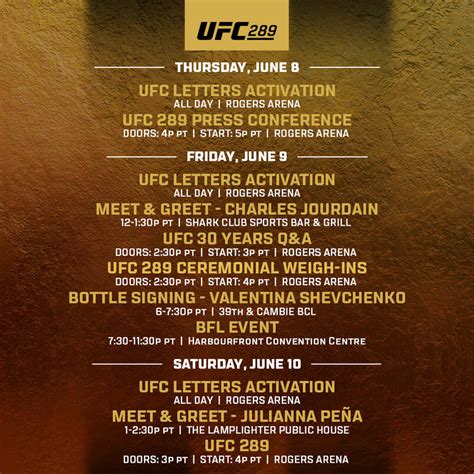 Fan Events Schedule | UFC