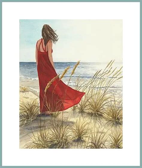 Dreamy Paintings of Women on the Beach Looking to Sea - Beach Bliss Living