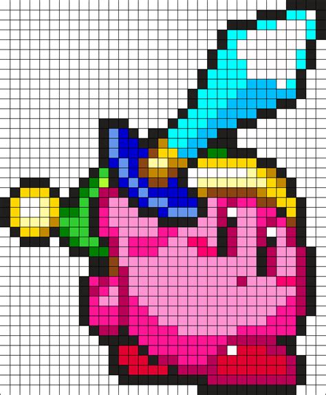 Sword Kirby Perler Bead Pattern / Bead Sprite | Buhos punto de cruz, Dibujos en cuadricula ...