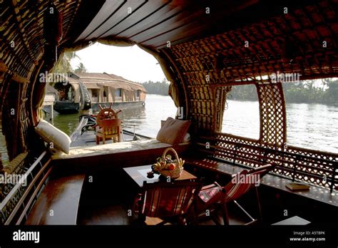 Interior of a converted rice barge into a luxury houseboat ,Kerala Stock Photo, Royalty Free ...