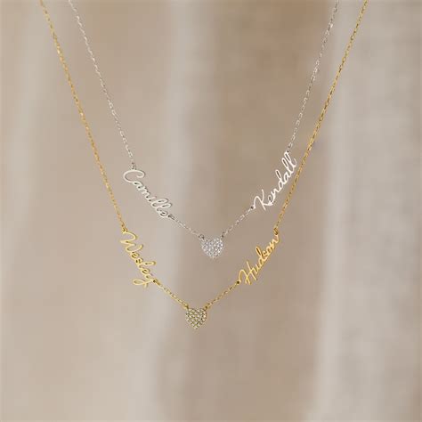 Custom Grace Pave Heart Multiple Name Necklace | Caitlyn Minimalist