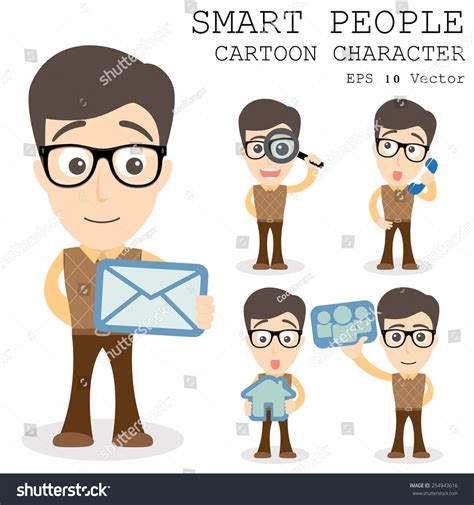 Smart People Cartoon Character Eps 10 Stock Vector 254943616 - Shutterstock