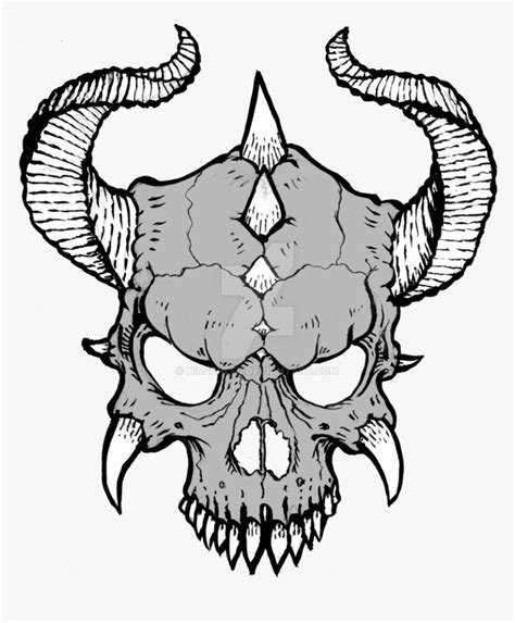 Skull With Horns Drawing At Getdrawings - Cool Skulls To Draw, HD Png Download , Transparent Png ...