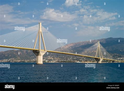 Cable-stayed bridge over the Gulf of Corinth, Greece Stock Photo - Alamy