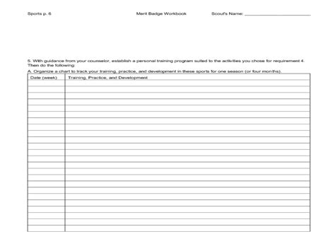 Sports Merit Badge Workbook Worksheet for 5th - 7th Grade | Lesson Planet