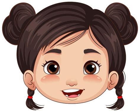 Free Vector | Cute Asian girl head cartoon