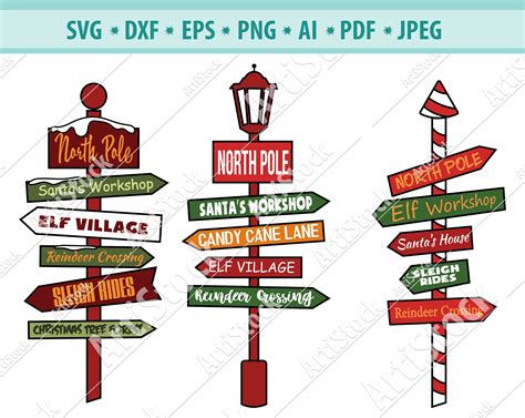 Christmas North Pole Sign Svg New Year Sign Svg Santa - Etsy Canada