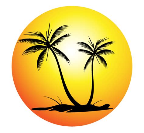 Free Tropical Beach with Palm Trees Vector Image | Palm tree vector, Beach scene images, Art