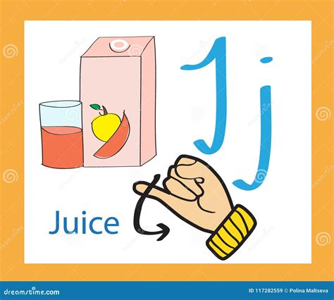 Cartoon Letter J. Creative English Alphabet. ABC Concept. Sign Language ...