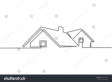 Continuous Line Drawing Exterior Appearance Front Stock Vector (Royalty Free) 1735382675 ...