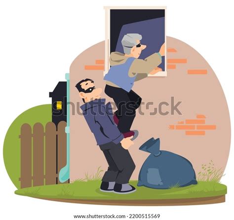 Two Male Burglars Masks Breaking Window Stock Vector (Royalty Free) 2200515569 | Shutterstock