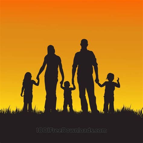 Free Vectors: Family with children silhouette illustration | Abstract ...