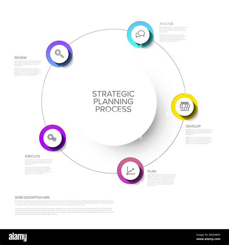 Vector Strategic planning process diagram with buttons and white ...