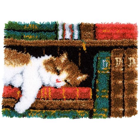 Vervaco Latch Hook Rug Kit 21.25"X15.5"-Cat On Bookshelf - Walmart.com