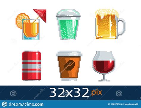 Pixel Style Drinks Icon. Vector Illustration Stock Vector ...