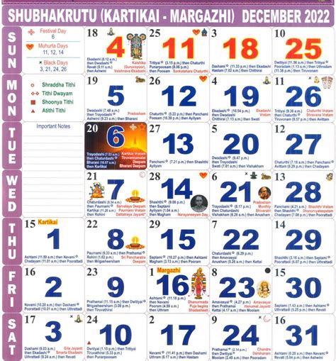 December 2022 Tamil monthly Calendar December, Year 2023 | Tamil month ...