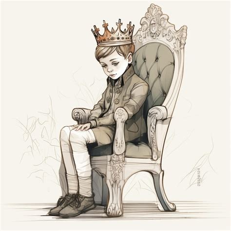 Premium AI Image | A drawing of a boy wearing a crown sits on a throne.