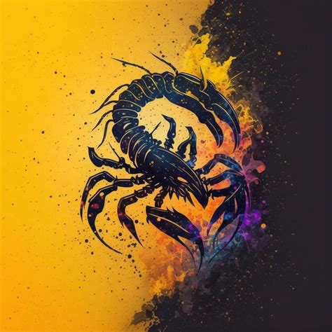 Premium Photo | A close up of a scorpion on a yellow background with a black outline generative ai