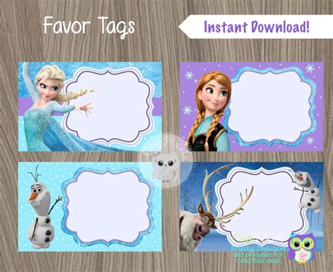 Frozen Favor Tags Frozen Name Tags Frozen Favor Labels | Etsy