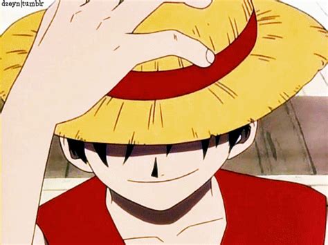 Download Monkey D. Luffy Anime One Piece Straw Hat Smiling Gif