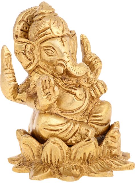 Kapasi Handmade Brass Ganesha Statue /Gold Plated Vinayaka Idols ...