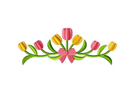 Tulip Border Machine Embroidery Design – Blasto Stitch