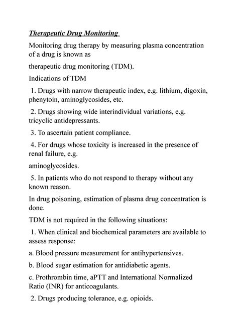 Therapeutic Drug Monitoring - Therapeutic Drug Monitoring Monitoring ...