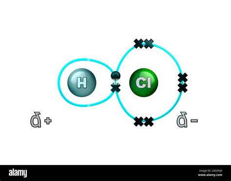 Legame polare in cloruro di idrogeno molecola. Immagine 3 di 3 ...