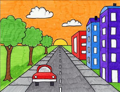 Easy Tutorial for a City with One Point Perspective Drawing Scenery Drawing For Kids, Drawing ...