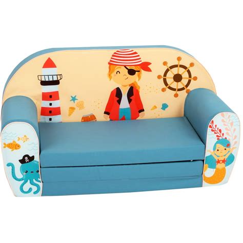 DELSIT Toddler Couch & Kids Sofa - European Made Children's 2 in 1 Flip Open Foam Double Sofa ...