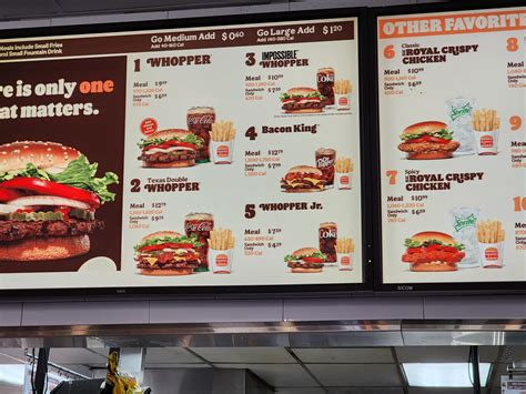 Texas double whopper meal and bacon king meal cost the same yet a bacon ...