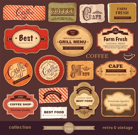 Vintage paper coffee labels vector - Vector Label free download