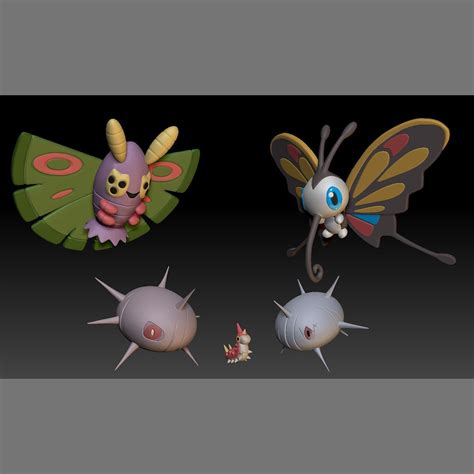 STL file Pokemon Wurmple Cascoon Silcoon Beautifly Dustox・3D printable model to download・Cults