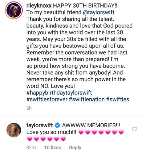 Taylor commented on some of her friend’s Instagram... | You Call It ...