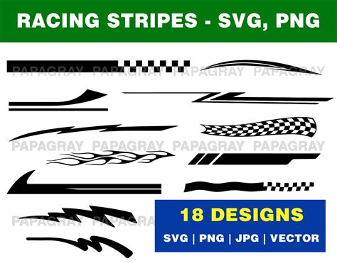 Car Racing Stripes Decal Pack 18 Designs Digital Download | Etsy UK