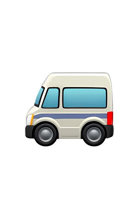 a white van with blue and red stripes on the side is shown in front of a white background