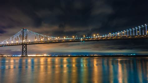 Download wallpaper: San Francisco Bay Bridge at Night 1920x1080