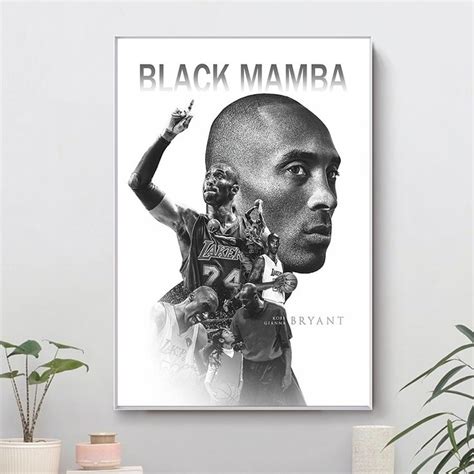 Black and White Kobe Bryant Posters Print Decorative Basketball Star Canvas Painting Wall Art ...