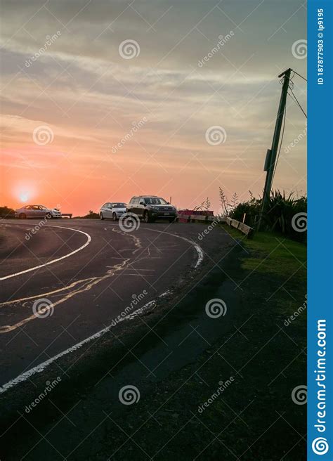 Road bend in sunset light editorial stock photo. Image of hill - 187877903