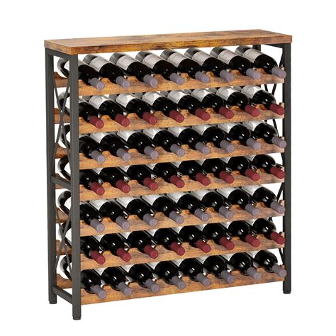 Homeiju 56-Bottle Freestanding Wine Rack, Wooden Wine Rack Storage Shelf, Stackable Wine Bottle ...